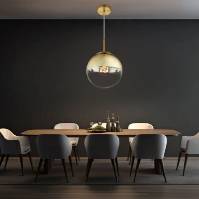 Lampadario Sospeso Luce Da Tavolo Sfera Di Vetro Oro Trasparente LED H 120Cm - Immagine 1 di 4