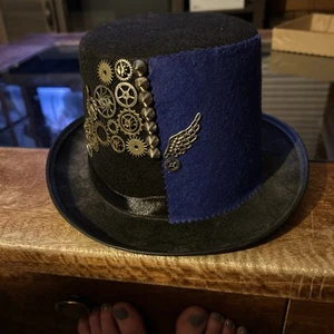 Unisex Steampunk Top Hats Blue/Black - Picture 1 of 6