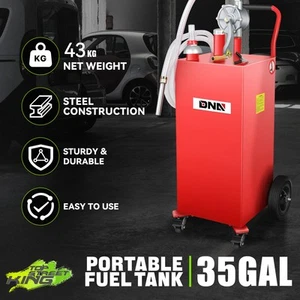 35 Gallon Steel Fuel Caddy Storage Tank Gasoline Diesel Portable With Wheels Red - Picture 1 of 6