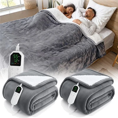 Electric Heated Throw Blanket Electric Warm Fleece Washable 8 Heat Setting Timer - Image 1 of 4