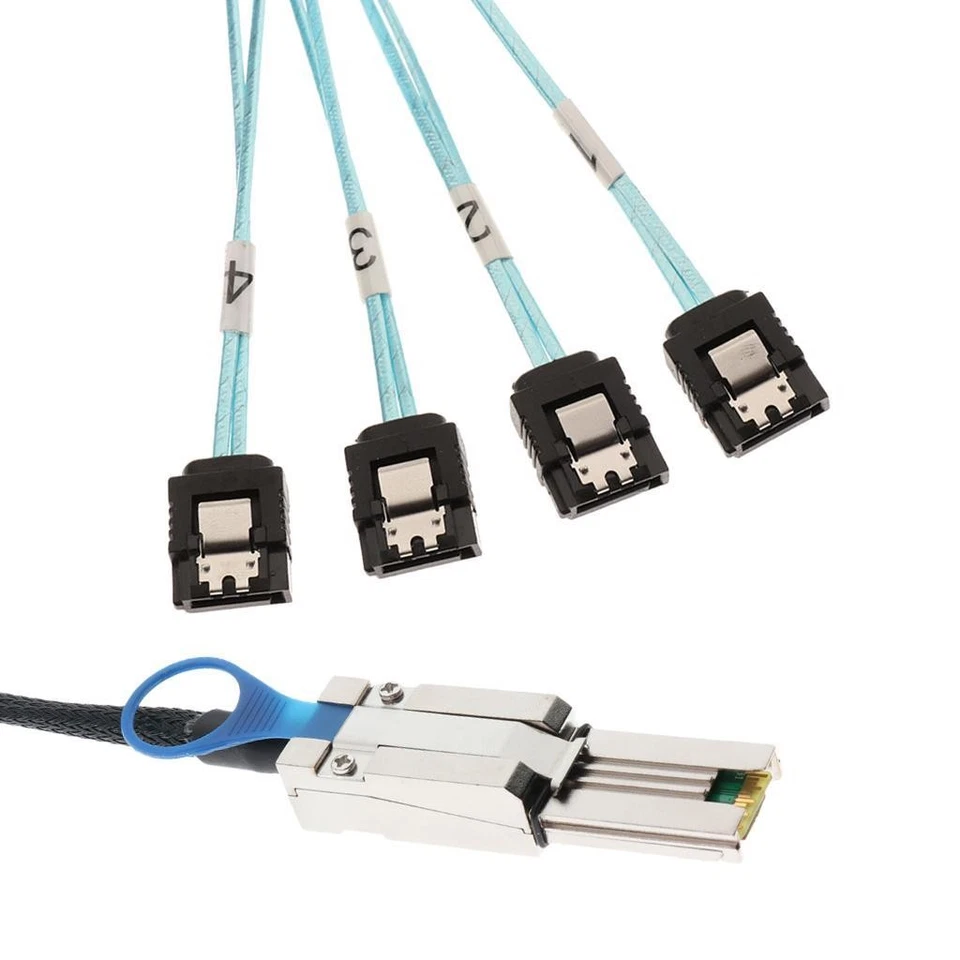 Mini sas SFF-8088 TO 4x SATA 7Pin,Mini-SAS Male TO SATA Adapter Cable - Image 1 of 1