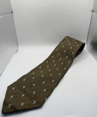 Vintage Giorgio Armani Olive Tie with Geometric Black and white shapes - Image 1 of 4