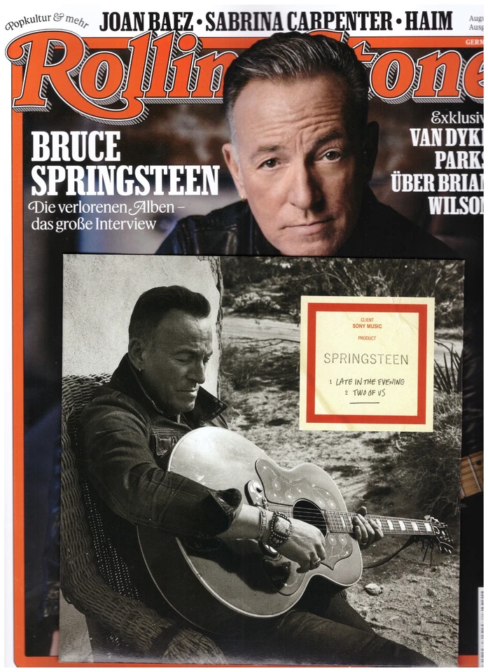 German Rolling Stone magazine August 2025 Bruce Springsteen + 7" Late In The - Image 1 of 1