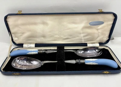 ANTIGUO JUEGO DE ENSALADA PARA SERVIR JASPE WEDGWOOD EN CAJA PLATO MAPPIN Y WEBB Foto 1 de 4