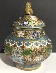 Vintage Chinesisches Cloisonné Ingwer Glas Foo Hundegriff - Bild 1 von 10