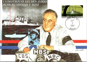 Dr Jim Stamps Maximum Card US 29c USS Reuben James Sunk WWII Anniversary FDC - Picture 1 of 2