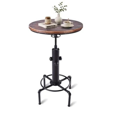 Industrial Tall Bistro Table 32.3-36.2",Adjustable Swivel Pub Table, Kitchen  - Image 1 of 4