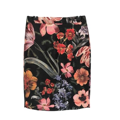 Jacquard Colección J Crew Nº 2 Falda Lápiz Talla 2 Medianoche Floral Holandesa Foto 1 de 4