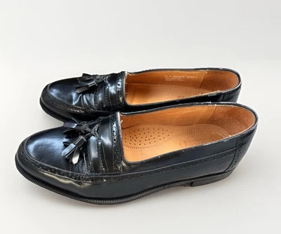 Mocasines Stafford Cuero Negro Borla Talla 8.5 Zapato de Vestir JC Penny Hecho en Italia Foto 1 de 4