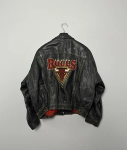 Giacca pelle vintage anni 80 Chicago Bulls moto Jordan epoca grande logo taglia M - Foto 1 di 14