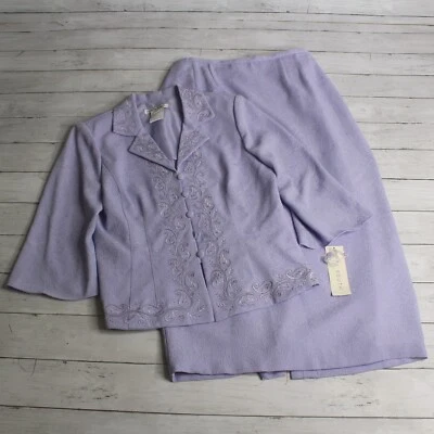 Traje chaqueta midi para mujer Plaza South talla 10 lila púrpura bordada Foto 1 de 4