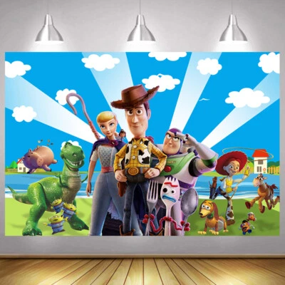 Toy Story Backdrop Boy Girls Happy Birthday Party Kids Photo Background Banner - image 1 of 4