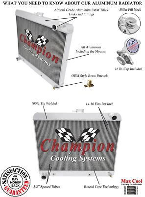 2 Row Kool Champion Radiator for 1963 1964 1965 Buick Riviera V8 Engine #EC6365 - Imagem 1 de 4