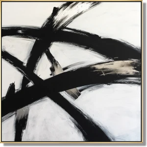 Pintura abstracta estilo Franz Kline en blanco y negro - Imagen 1 de 7
