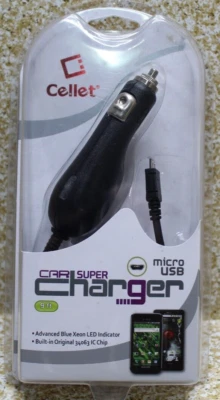 Cellet Micro USB Car Super Charger 9ft Cord Blue Xeon LED 34063 IC CHIP - Image 1 of 4