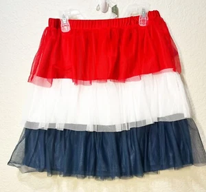 Size XXL 18 Celebrate Patriotic 4th of July Tulle Tutu Skirt Red White Blue - Picture 1 of 4