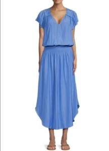 RAMY BROOK YASSI V-NECK SMOKED WAIST MIDI BLUE DRESS SIZE S $465 - Bild 1 von 9
