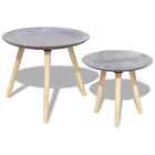 Two Piece Side Table/coffee Table Set Concrete Grey