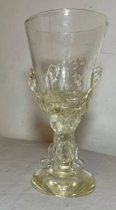 RARE 1800's antique hand blown Italian yellow Murano glass goblet chalice wine - Picture 1 of 13
