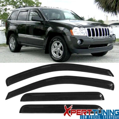 Подходит для Jeep Grand Cherokee 2005-2010 годов выпуска тонкий стиль защита козырька окна вентиляционная защита 4 шт акрил - Изображение 1 из 4
