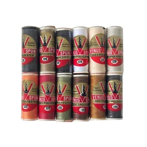 Venus Spun Sewing Thread 12 basic color multi purpose 100 yd each spool - Picture 1 of 2