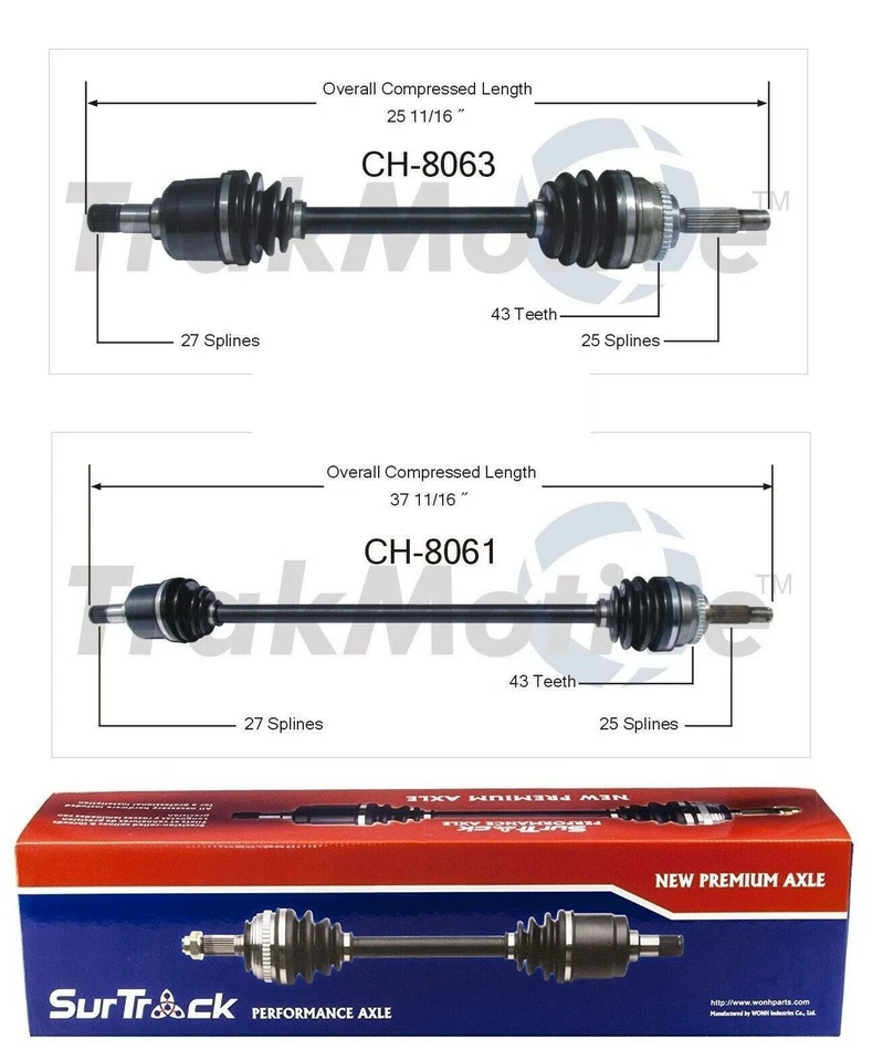 For Mitsubishi Galant FWD 2.4L L4 Pair of Front CV Axle Shafts SurTrack Set — 第 1/1 张图片