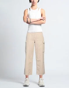 NILI LOTAN Leofred Beige Khaki Tan Cargo Pocket Cotton Linen Pant Trousers 2 - Picture 1 of 4