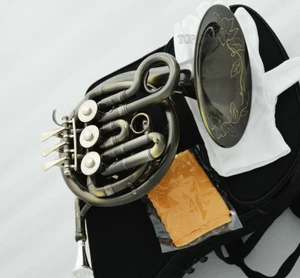 Newest Antique Piccolo Mini French Horn B-flat Pocket horn Engraving Bell W/case - Picture 1 of 5