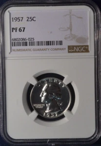 1957 Proof Washington Silver Quarter NGC PF 67 - Picture 1 of 2