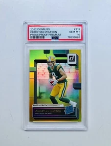 2022 Donruss CHRISTIAN WATSON Press Proof Premium Gold RC #319 PSA 10 GEM MINT - Picture 1 of 2