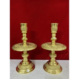 Candelabros de latón para altares budistas y católicos hechos a mano por Art Vietnam - Imagen 1 de 10