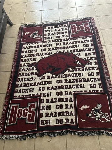 Arkansas Razorbacks Throw Blanket Football 62”x 45” Cover