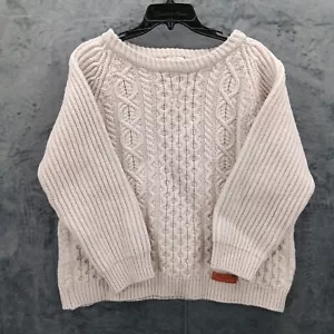 Wide Neck Fisherman's Peregrine Wool Chunky Cable Knit Sweater Cream XXL - Picture 1 of 19