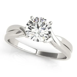 2.CT Round Cut Natural Moissanite Engagement Wedding Ring 14K White Gold Finish - Picture 1 of 5