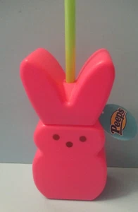 Peeps Pink Plastic Bunny Shaped Tumbler 14 fl. oz. Easter Holiday Zak! New - Picture 1 of 3