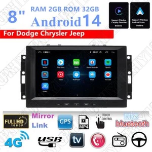8'' 2GB+32GB Android 14 Car Stereo Radio GPS Navigation For Chrysler Jeep Dodge - Picture 1 of 24