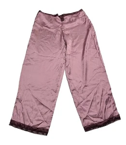 Victoria's Secret Angels Silky Lounge Sleep Pants Lace Trim Rose Large NWT - Picture 1 of 4