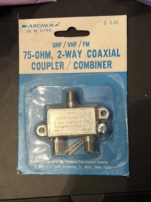 Vintage Archer UHF/VHF/FM 75-Ohm Coaxial Coupler Radio Shack New Old Stock - Image 1 of 2