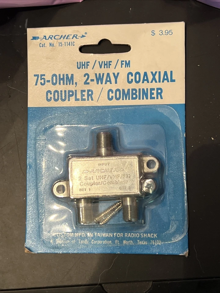 Vintage Archer UHF/VHF/FM 75-Ohm Coaxial Coupler Radio Shack New Old Stock - Image 1 of 2