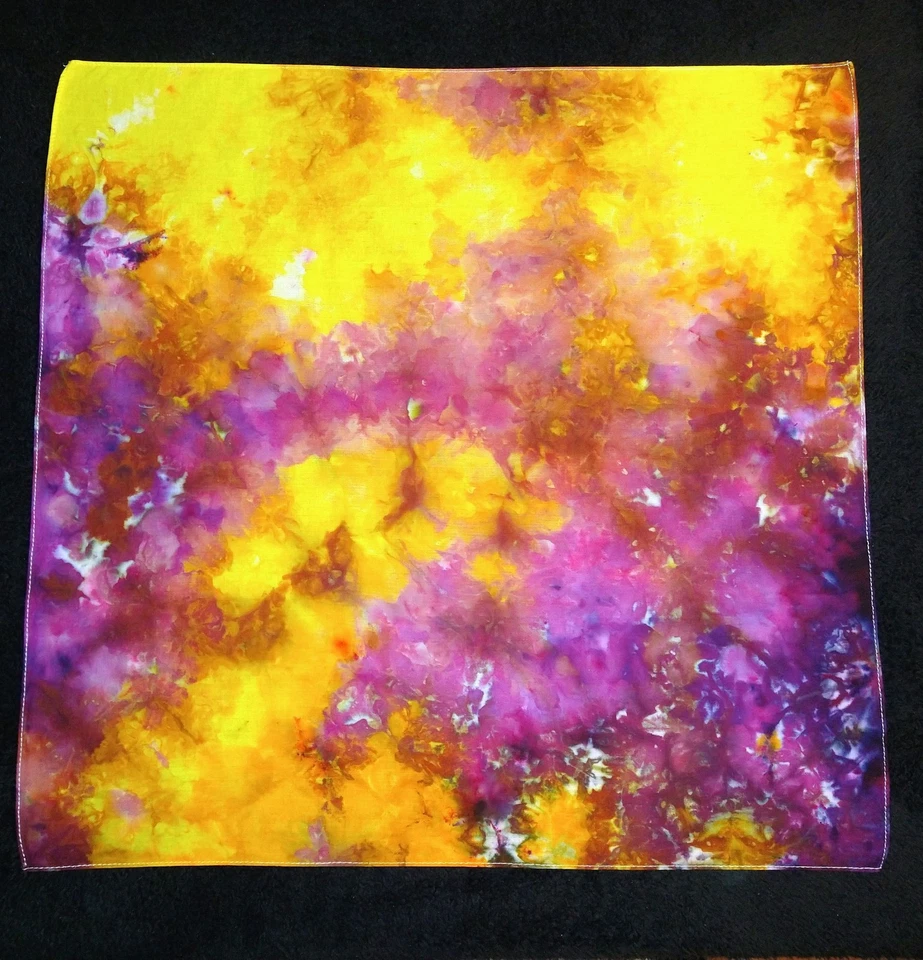 *BOGO* Yellow, Orange And Purple Ice Dye Tie Dye Bandana - Imagem 1 de 1