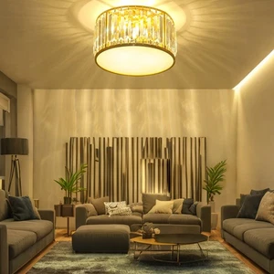 Luxury Crystal Drum Shaped Ceiling Light Vintage Style Parlor Pendant Light - Picture 1 of 8