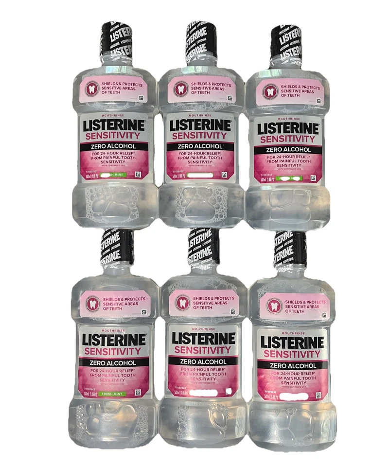 6x Listerine Sensitivity Relief Zero Alcohol Mouthwash 500ml Best By 07/31/2026 - Image 1 of 1