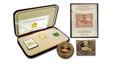 Canada 2001 150th Anniversary, First Canadian Postage Stamp Silver Coin & Stamp - Image 1 of 4