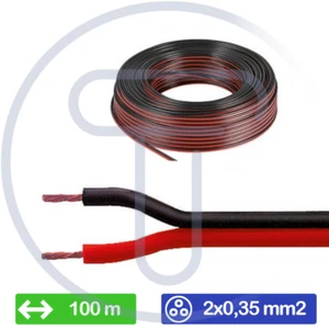 Flachkabel 2x0,35 mm², 100 Meter Knäuel, CCA, rot schwarz PVC, Durchmesser 4 mm - Bild 1 von 2