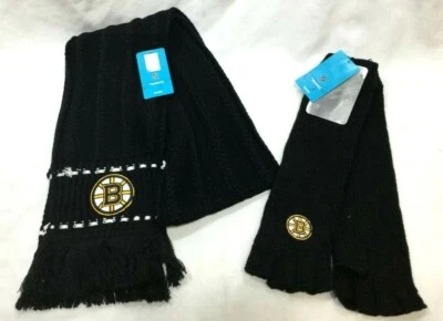 New NHL Reebok Boston Bruins Knit Scarf & Gloves Womens Ladies Girls Lot FREESHP Foto 1 de 2