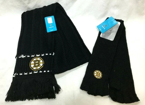 New NHL Reebok Boston Bruins Knit Scarf & Gloves Womens Ladies Girls Lot FREESHP Cover