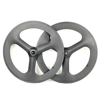 700C Track/ Road Bicycle  V/ Rim Brakes 3-spokes Carbon Fiber Wheel Set 70*23mm - Imagem 1 de 4