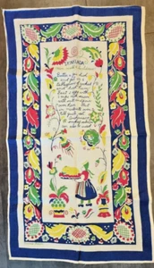 RARE Vintage 70s Linen C. Wilson Swedish Baked Omelette Recipe Tea Towel 28x16" - Picture 1 of 6