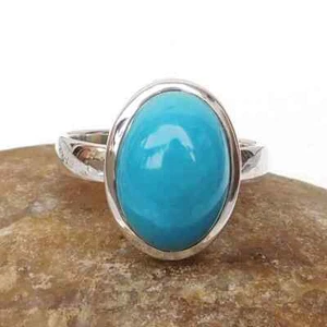 Sleeping Beauty Turquoise Ring 925 Sterling Silver Handmade Ring Gift For Her - Picture 1 of 8