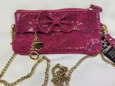 NUEVO CON ETIQUETAS Mujeres Niñas Pequeño Rosa Oscuro Cuero Suave Cadena Hombro Bandolera Bolso Foto 1 de 4